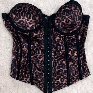 Forever 21 Leopard Bustier Corset - Black & Brown